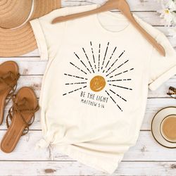 be the light matthew 5:14 sunburst vintage christian shirt, bible verse shirt, boho sun celestial religious graphic tee