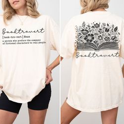 two sided booktrovert definition tshirt, floral book t-shirt, bookish t-shirt, iprintasty, teacher t-shirt