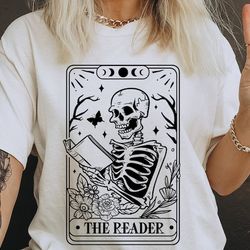 the reader tarot card svg, skeleton reading svg, the reader svg, book lover svg, reading svg, booktrovert svg,reader svg