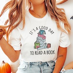 its a good day to read shirt, books shirt, book lover, literary bookish reading top, librarian shirt, piggie elephant