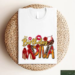 birthday diva shirt, lips birthday squad tee, high heels birthday sweatshirt, wine lover gift, birthday rose crewneck, b