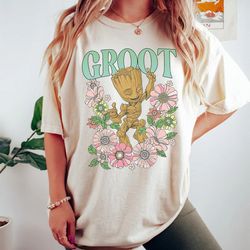 marvel guardians of the galaxy groot floral dance poster shirt, disneyland vacation trip shirt,