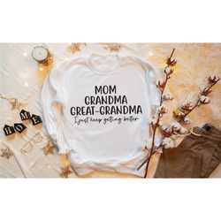 mom grandma great-grandma sweatshirt, pregnancy announcement, gift for