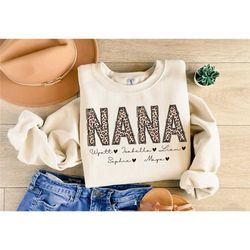 personalized grandma sweatshirt with names, grandma heart sweat,