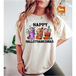 happy hallothanksmas shirt, halloween shirt, thanksgiving shirt, christmas