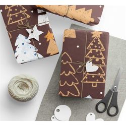 Christmas Trees Wrapping Paper, Christmas Wrapping Paper, Cute
