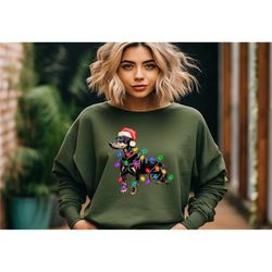 doberman christmas tree lights sweatshirt, christmas dog sweatshirt,