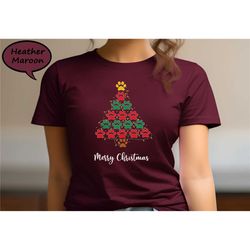 christmas dog paw tree shirt, christmas dog tree