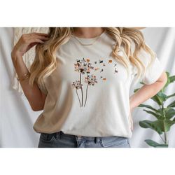 cats flower fly dandelion shirt cute cat lover