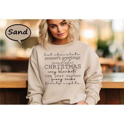 christmas hot chocolate season's greetings snowflakes cozy blankets