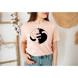 ying yang cat shirts, cat shirt, hug cat,