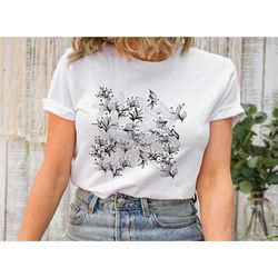 botanical shirt, vintage t-shirt, flower t shirt, tee,