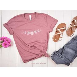 moon phases shirt, spiritual boho shirt, floral moon