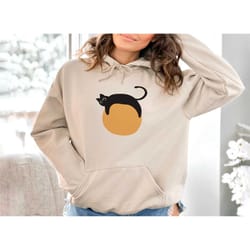 funny black cat shirt, cat sun sweatshirt, cat