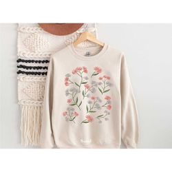flowers sweatshirt, boho wildflowers floral nature shirt, boho