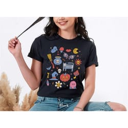 halloween doodles shirt, vintage halloween shirt, fall apparel