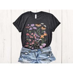 wildflowers tshirt, flowers boho t shirt, oversized tshirt,