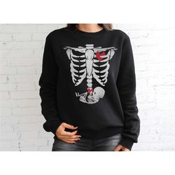 pregnant women costume, skeleton halloween maternity sweatshirt, funny
