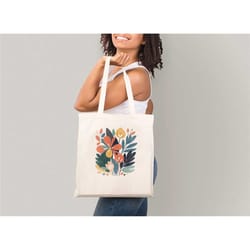 boho flower tote bag, summer tote bag, flower