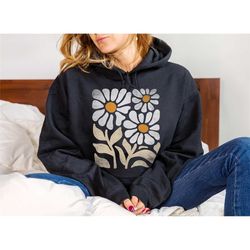 wildflowers shirt, oversized flower shirt, floral hooded sweatshirt,