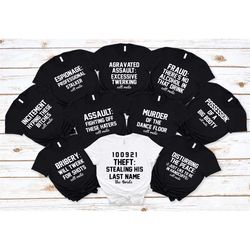 crime bachelorette party shirts, criminal bachelorette, mug shot