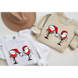 christmas wine sweatshirt, santa wine glass shirt, christmas