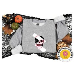 skull sweatshirt, glitter skull shirt, skull sweater, spooky