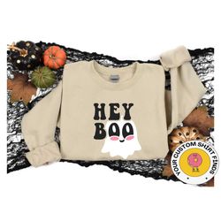 retro halloweenshirt, hey boo halloween sweatshirt,hey boo tshirt,
