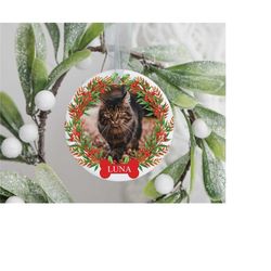 Personalized Pet Ornament With Name, Custom Dog Christmas Ornament, Custom Cat/Dog Photo Ornament,Pet Portrait Name Gift