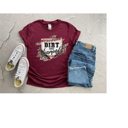 dirt and diamonds shirt, baseball mom leopard shirt, baseball mom shirt, love baseball shirt, womens shirt, baseball fan
