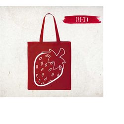 strawberry tote bag, fruit tote bag, botanical tote bag, cute strawberrytote bag, cottagecore tote bag, gardening tote b