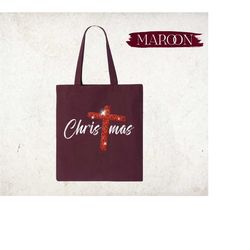 christmas cross tote bag, christmas tote bag, christmas jesus tote bag, christian tote bag, religious tote bag, christma