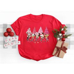 vintage mickey and friends pink christmas tree shirt,