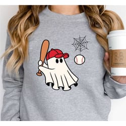 baseball ghost halloween sweatshirt, baseball fall shirt, funny