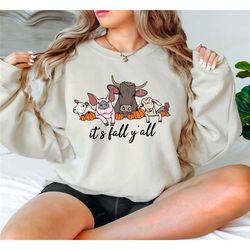 it's fall y'all sweatshirt, fall barn animals sweater,