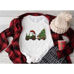 tractor christmas tree shirt, christmas light shirt, funny