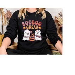 boo crew sweatshirt, boo boo nurse crew sweatshirt, halloween nurse hoodie, nurse ghost sweatshirt, cute nurse halloween