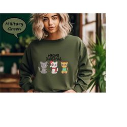 meowy christmas sweatshirt, christmas cats sweatshirt, merry catmas sweatshirt, cute christmas sweatshirt, christmas cat