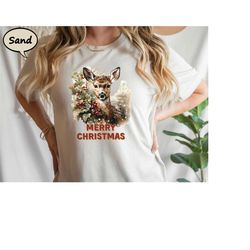 merry christmas shirt, vintage christmas deer t-shirt, retro deer graphic tee, cute deer christmas t-shirt, vintage chri