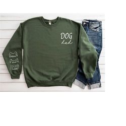 custom dog dad sweatshirt with ears and names on the sleeve, dog ear outline sleeve hoodie, dog dad sweatshirt, personal