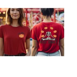 stay spooky shirt, back and front printing spooky season t-shirt, halloween skeleton shirt, skeleton pumpkin tee, spooky