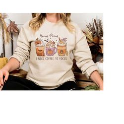 hocus pocus i need coffee to focus sweatshirt, halloween coffee hoodie, hocus pocus sweatshirt,coffee lover sweatshirt,