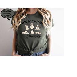 it's okay to feel all the feels shirt, christmas mental health t-shirt, christmas school therapist shirt, christmas you