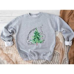 merry & bright christmas sweatshirt, merry christmas tree sweatshirt, christmas lights sweater, womens christmas sweatsh