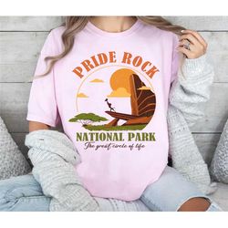 retro pride rock national park simba rafiki shirt, disney the lion king t-shirt, disneyland trip family matching outfits