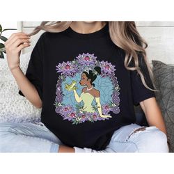 disney princess and the frog tiana floral frame portrait t-shirt, disneyland trip family matching outfits shirt, wdw mag