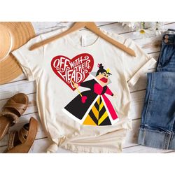 disney alice in wonderland queen of hearts off with their heads t-shirt, disneyland trip family matching outfits, magic