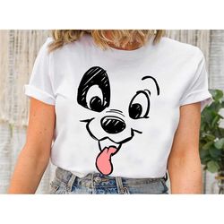 disney 101 dalmatians big face t-shirt, cute dalmatians portrait tee, disneyland trip family matching outfits shirt, wdw
