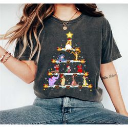 disney winnie the pooh christmas tree portrait shirt, pooh tigger eeyore piglet tee, disneyland xmas matching shirt, wal