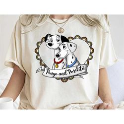 disney 101 dalmatians pongo and perdita heart portrait t-shirt, disney disneyland trip family matching outfits, animal k
